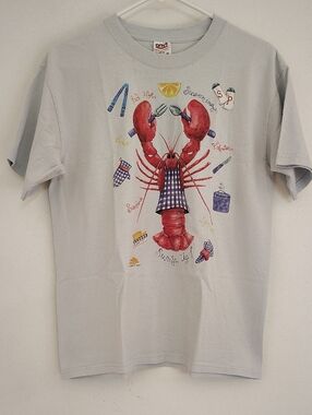 Anvil Light Blue Tee with Red Lobster and Blue Accents